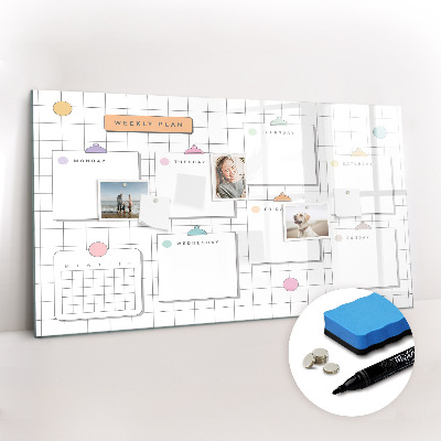 Magnetic board for drawing Weekly plan