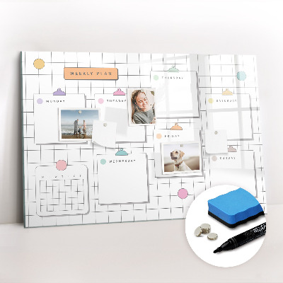 Magnetic board for drawing Weekly plan