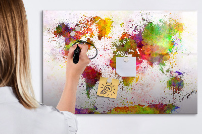 Magnetic erase board Watercolor world map