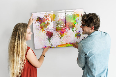 Magnetic erase board Watercolor world map
