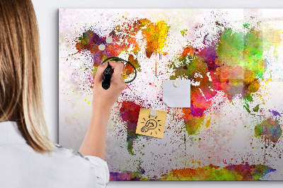 Magnetic erase board Watercolor world map
