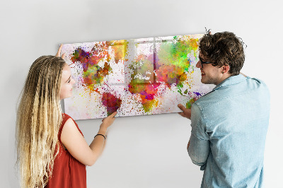 Magnetic erase board Watercolor world map