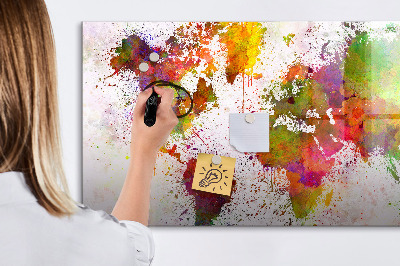 Magnetic erase board Watercolor world map