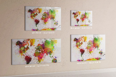 Magnetic erase board Watercolor world map