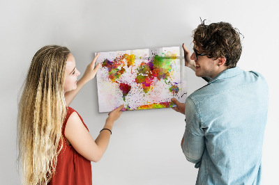 Magnetic erase board Watercolor world map