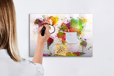 Magnetic erase board Watercolor world map