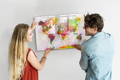 Magnetic erase board Watercolor world map
