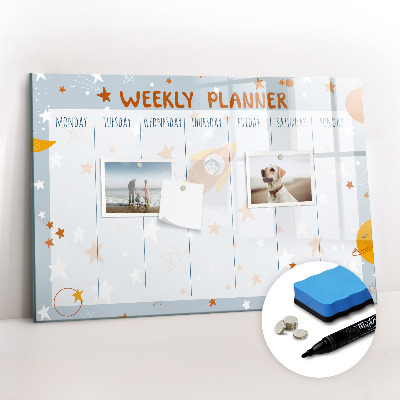 Magnetic board with marker Weekly planner