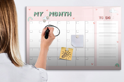 Magnetic writing board Monthly planner for kids
