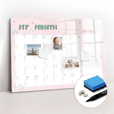 Magnetic writing board Monthly planner for kids