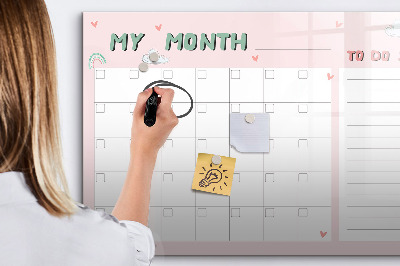 Magnetic writing board Monthly planner for kids