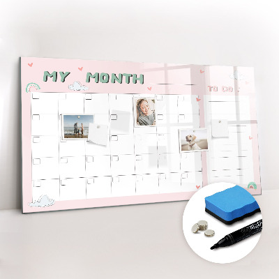 Magnetic writing board Monthly planner for kids