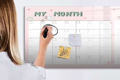 Magnetic writing board Monthly planner for kids