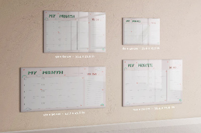 Magnetic writing board Monthly planner for kids