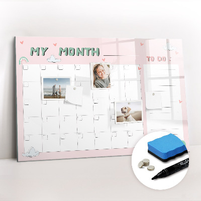 Magnetic writing board Monthly planner for kids