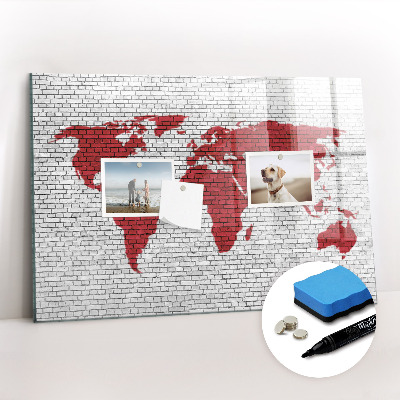Magnetic erase board Brick wall world map
