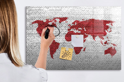 Magnetic board for drawing Brick wall world map