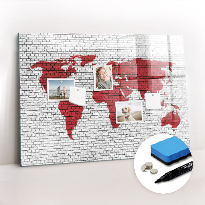 Magnetic erase board Brick wall world map