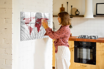 Magnetic board for drawing Brick wall world map