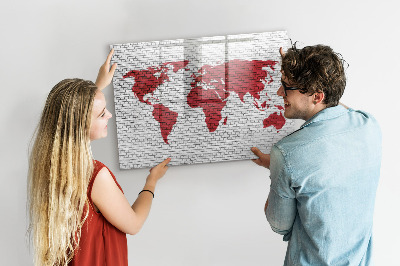 Magnetic board for drawing Brick wall world map