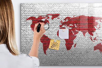 Magnetic erase board Brick wall world map