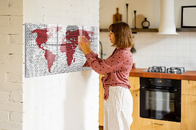 Magnetic board for drawing Brick wall world map