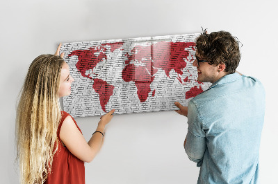 Magnetic board for drawing Brick wall world map