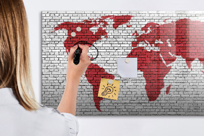 Magnetic erase board Brick wall world map