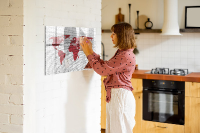 Magnetic board for drawing Brick wall world map