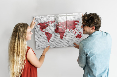 Magnetic board for drawing Brick wall world map