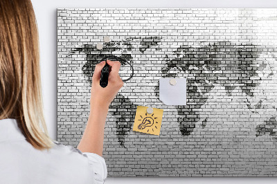 Magnetic writing board Brick wall world map
