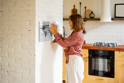 Magnetic board for writing Brick wall world map