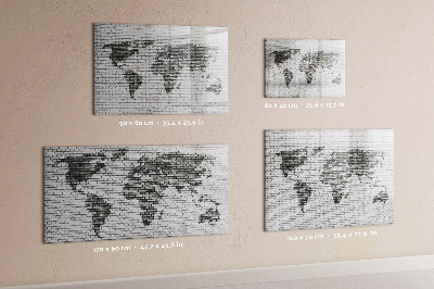 Magnetic board for writing Brick wall world map