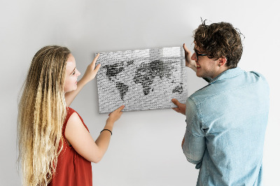 Magnetic writing board Brick wall world map