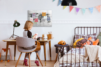 Magnetic writing board Brick wall world map