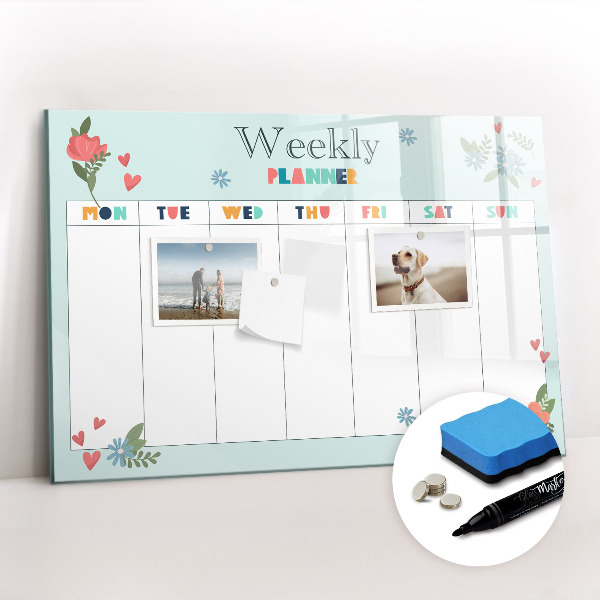 Magnetic board for drawing Planner weekly