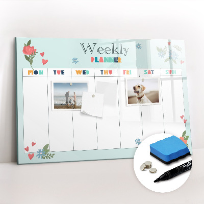 Magnetic board for drawing Planner weekly