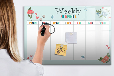 Magnetic board for drawing Planner weekly