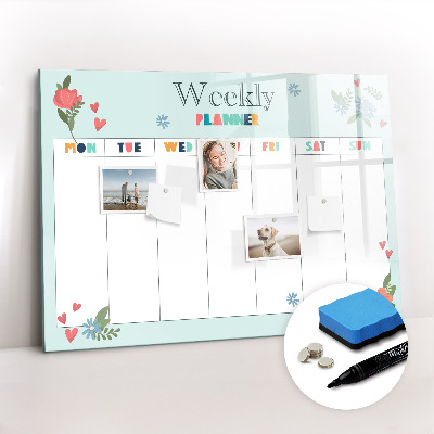 Magnetic board for drawing Planner weekly