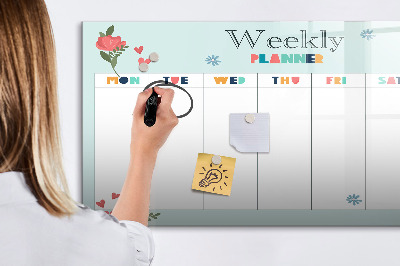 Magnetic board for drawing Planner weekly