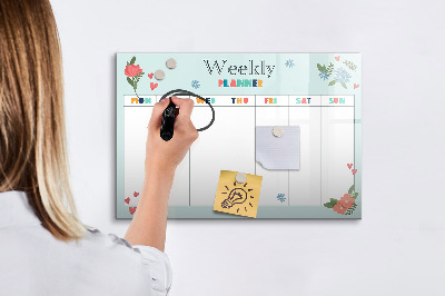 Magnetic board for drawing Planner weekly