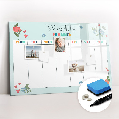 Magnetic board for drawing Planner weekly