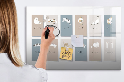 Magnetic board for drawing Cat calendar