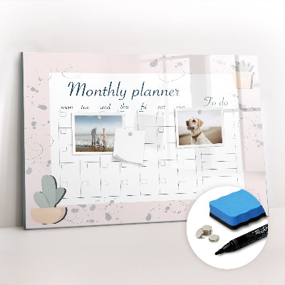 Magnetic writing board Monthly planner
