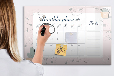Magnetic writing board Monthly planner