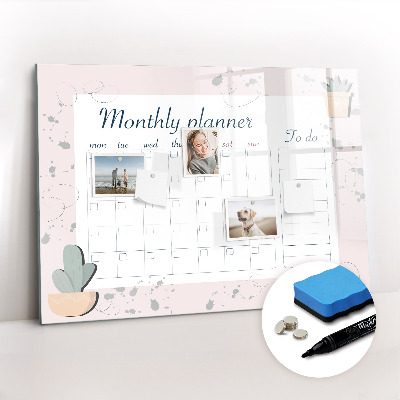 Magnetic board for writing Monthly planner