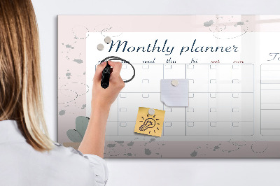 Magnetic board for writing Monthly planner