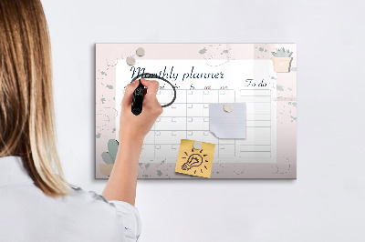 Magnetic board for writing Monthly planner