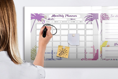 Magnetic erase board Monthly planner