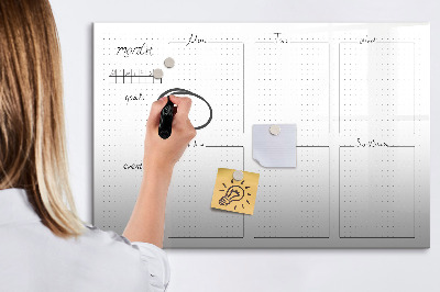 Magnetic board for writing Weekly planner